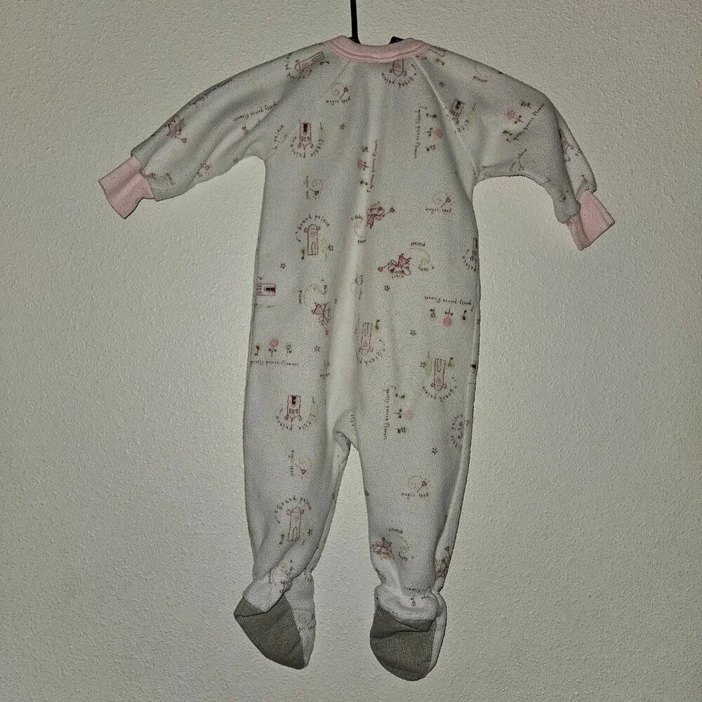 3 Carter's Fleece Footie Pajamas Lot Baby Girl 18 Months Fairy Hearts Giraffe
